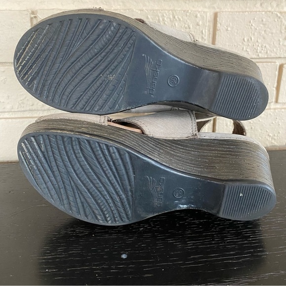 Womens Dansko Leather Distressed Stone Gray Vanda platform wedge Heel Sandal 36 - Picture 4 of 5